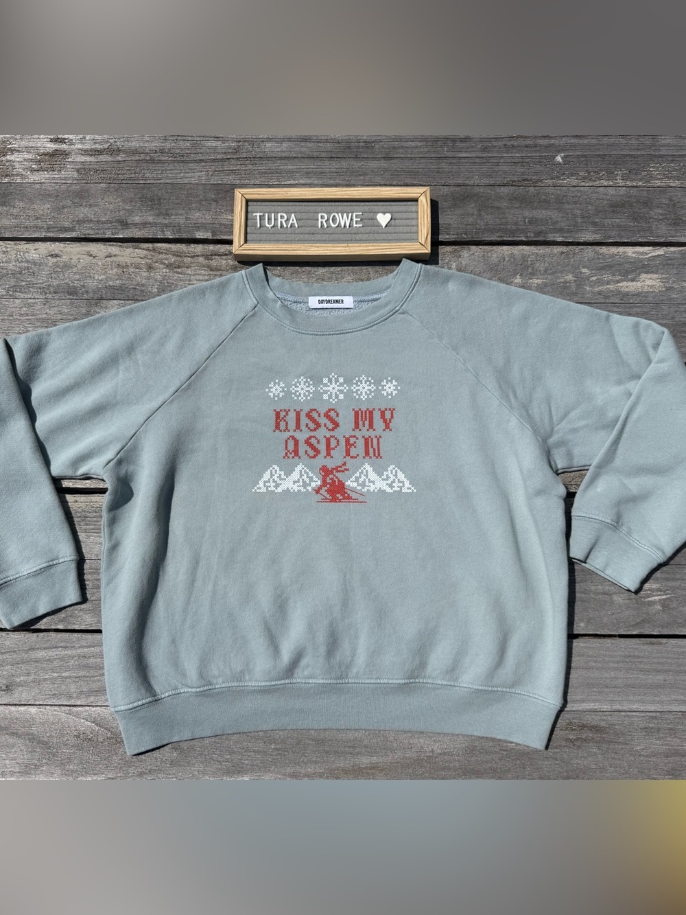 KISS MY ASPEN SLATE BLUE CREWNECK SKI SWEATSHIRT‎ daydreamer size Medium